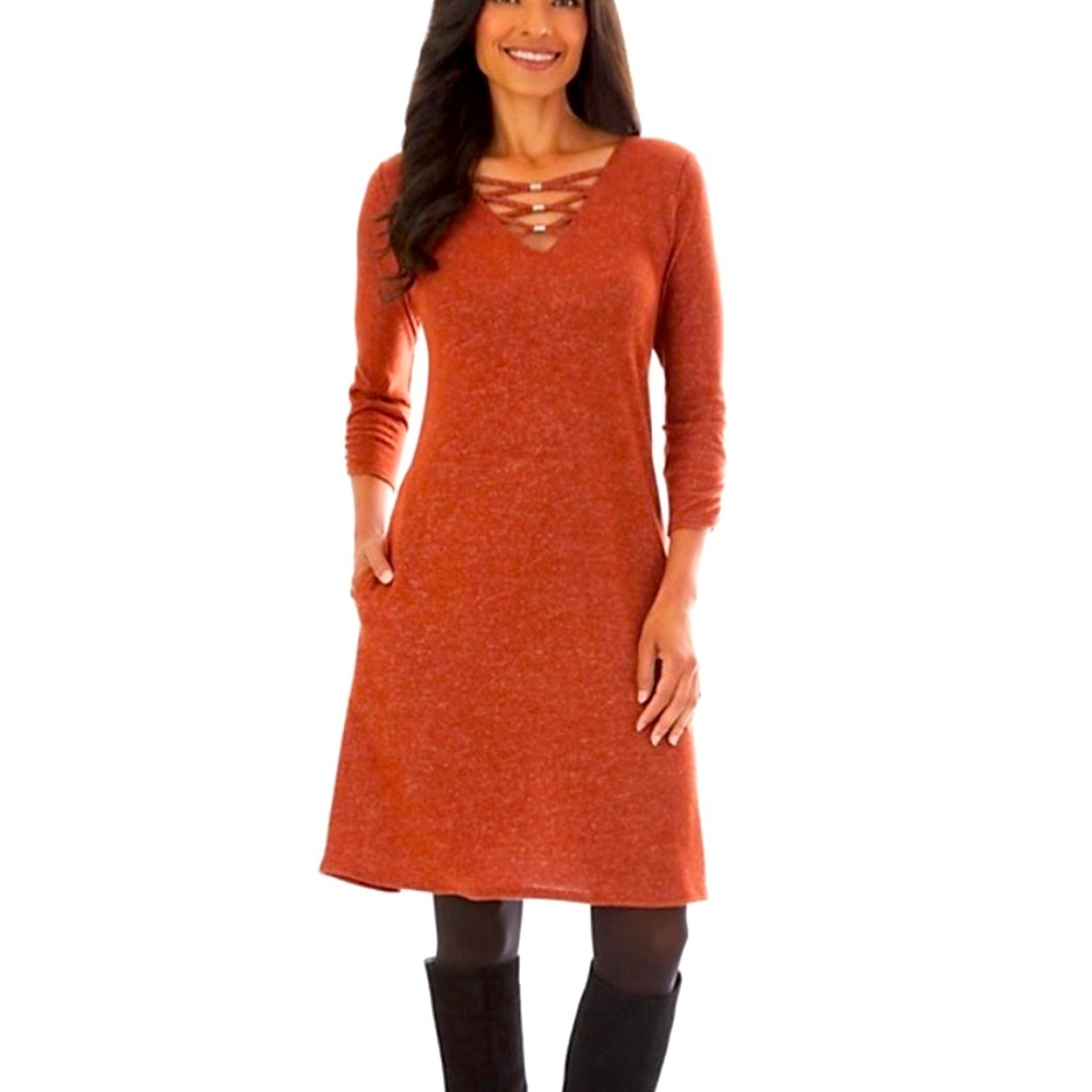 ✨New with tag Women's Apt. 9 Criss-Cross V-Neck Swing Medium Clay size Medium